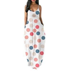 Spaghetti Strap V-Neck Polka Dot Maxi Dress
